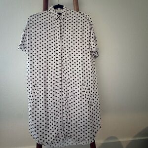 Polka Dot Button-Up Shirt Dress